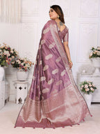 Aastha Fashion Purple Soft Organza Silk Weaving Saree - Distacart