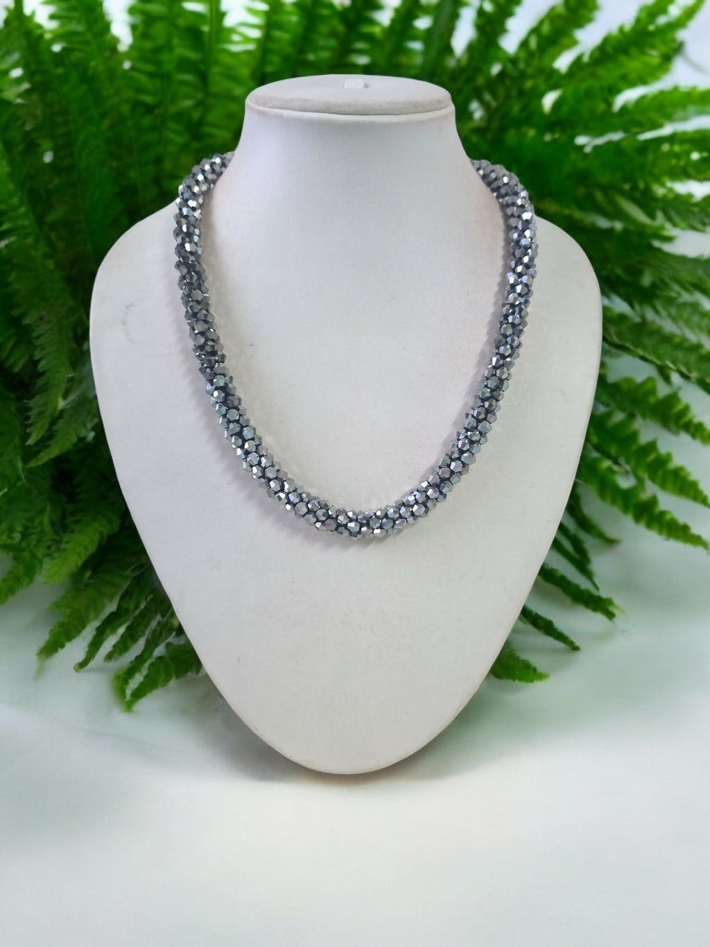 Inhanns Noor-E-Jalwa – Handmade Crystal Bead Necklace -Adjustable - Titanium