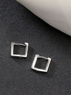 NVR Men's Set of 3 Multicolor Rhodium-Plated Geometric Shape Stainless Steel Hoop Earrings - Distacart