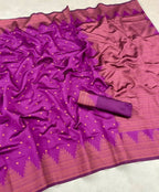 DEIANA'S Beautiful Designer Golden zari Soft Lichi Silk Saree - Pink