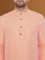 Even Apparels Men's Pure Cotton Orange Kurta