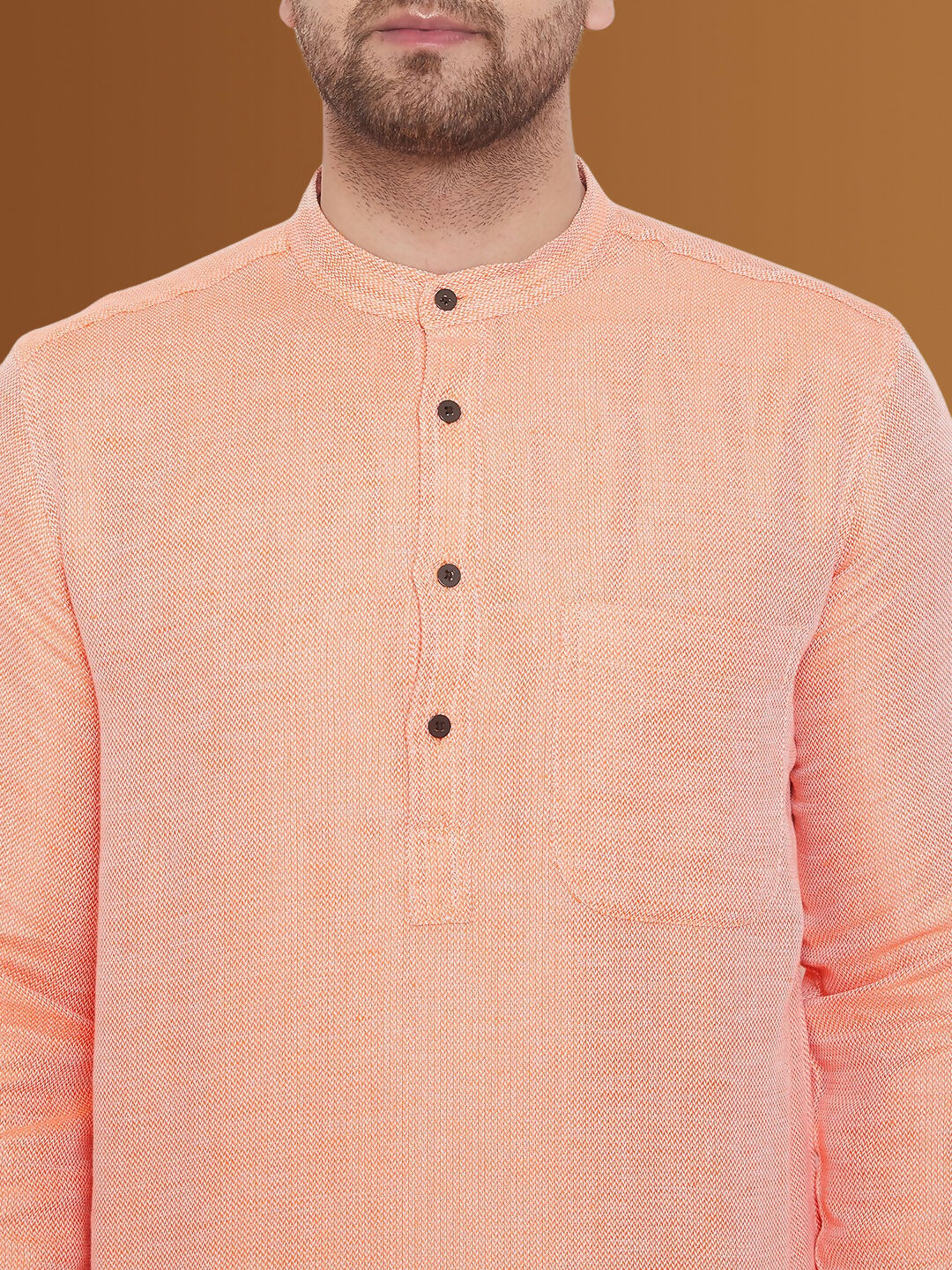 Even Apparels Men's Pure Cotton Orange Kurta