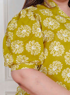 Miravan Plus Size Women'S Yellow Printed Puff Sleeve Floral Maxi Party Dress - Distacart