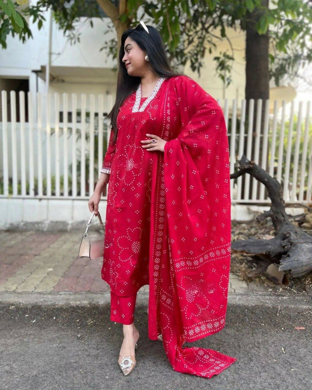 The52 Red Women's Beautiful Rayon Fabric Printed Work Straight Kurta Pant and Dupatta Set - Distacart