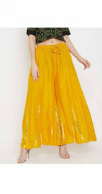 Mominos Fashion Yellow Mirror Work Palazzo