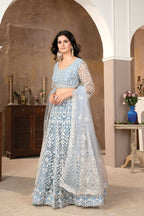 Eilara Praiseworthy Sky Blue Embroidered Lehenga Choli