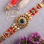 American Diamond Motif Rakhi and Cadbury Silk Chocolates
