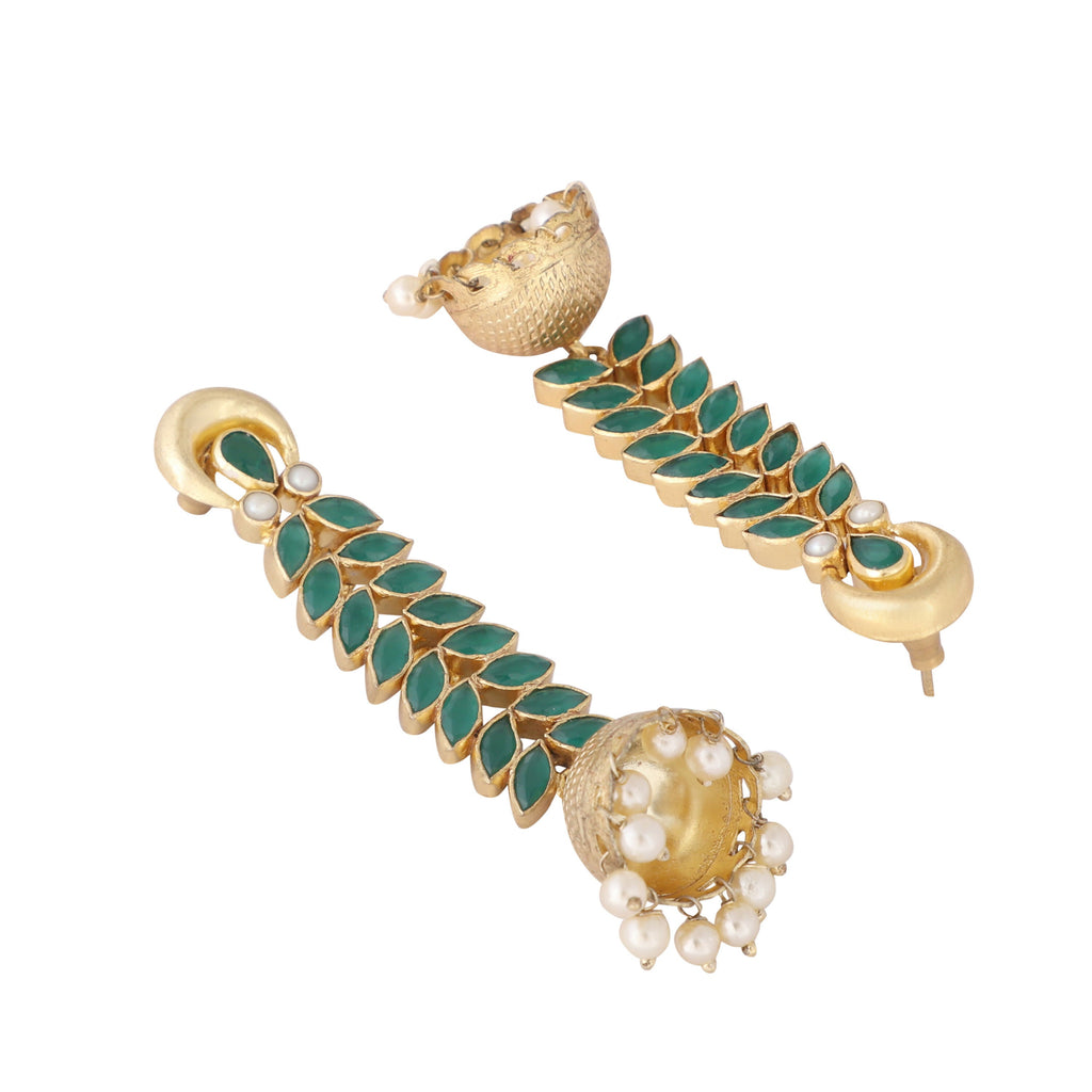 Nuyug 22K Gold Plated Green Fern Earrings - Distacart