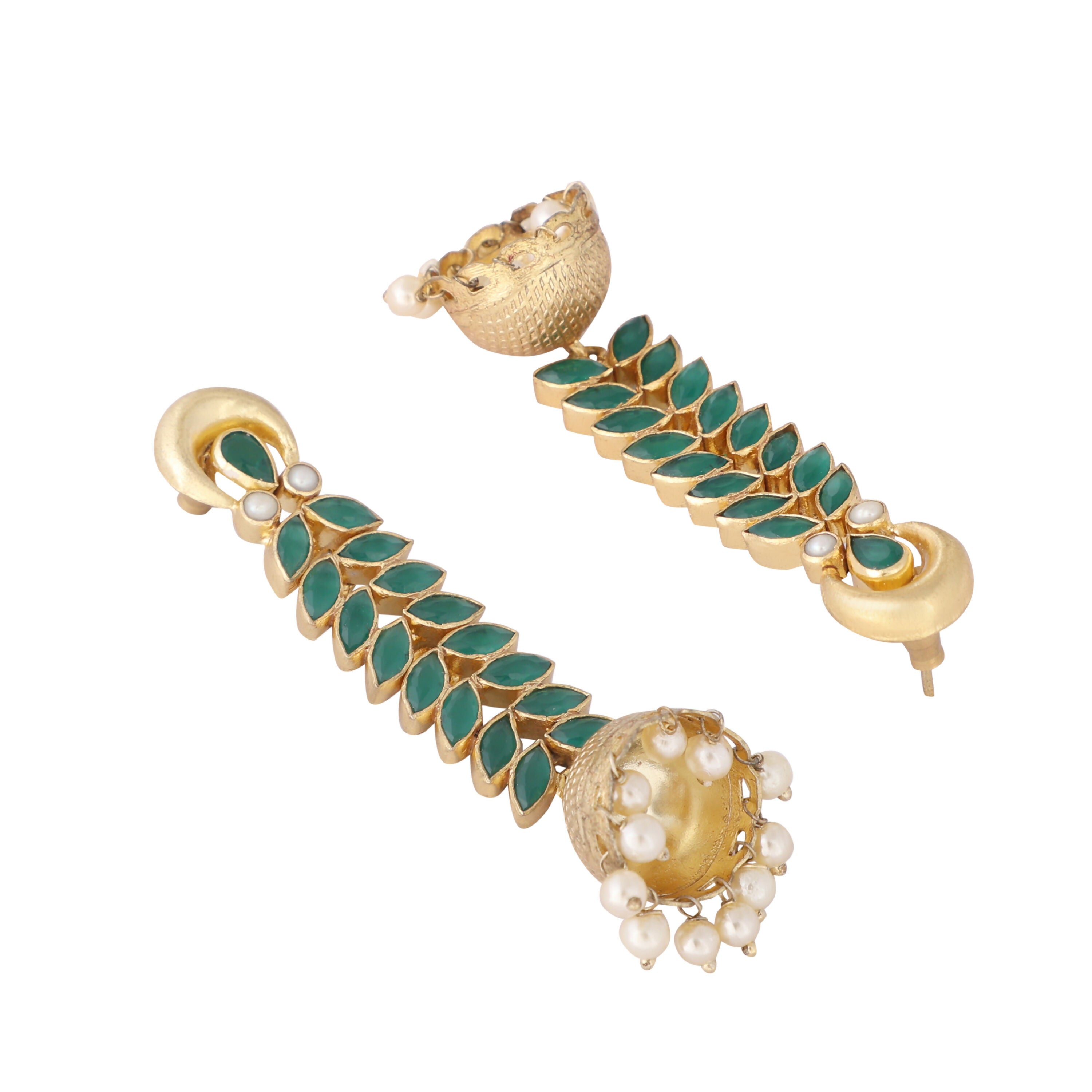 Nuyug 22K Gold Plated Green Fern Earrings - Distacart