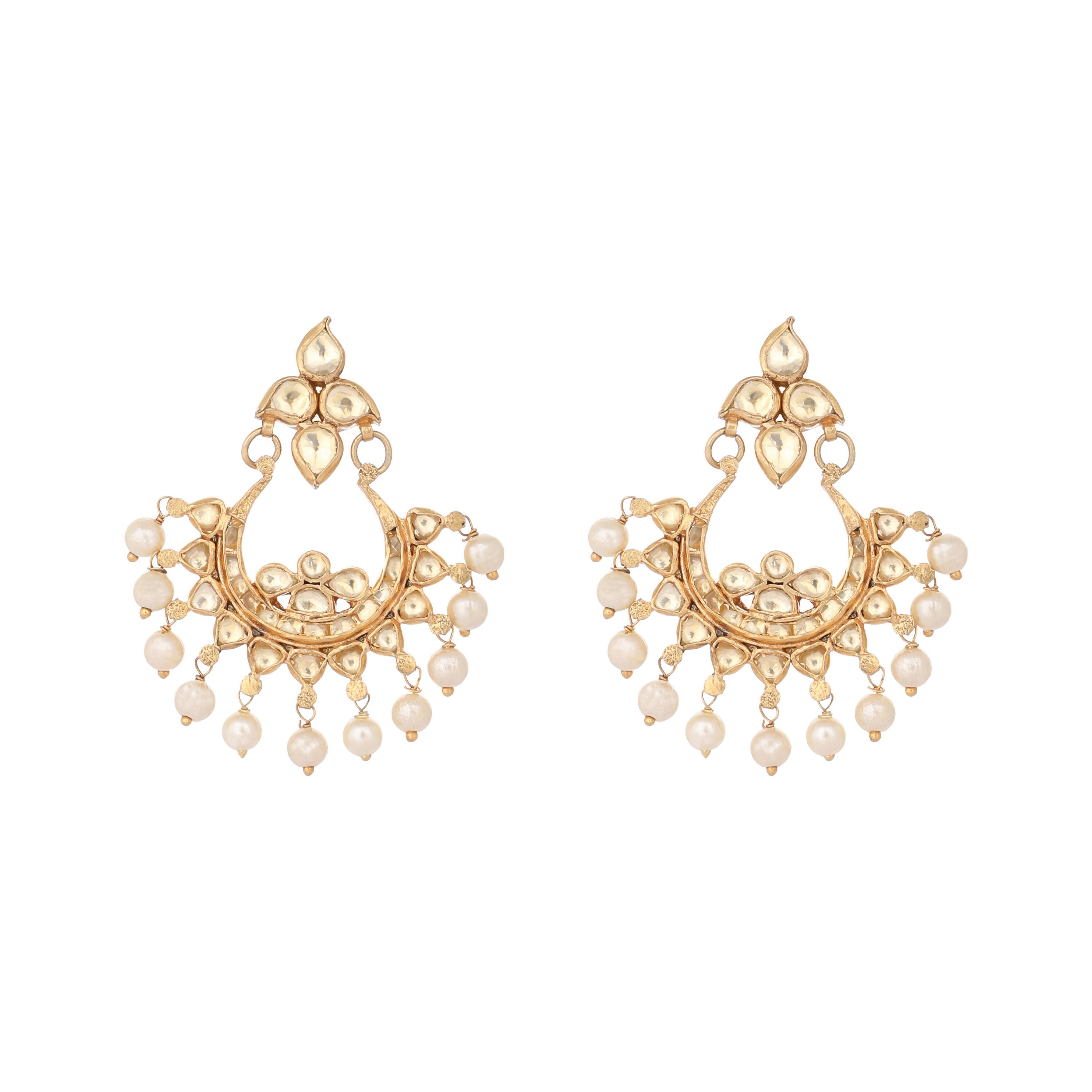 Nuyug 22K Gold Plated Kundan Chandbali Pearl Elegance Earrings - Distacart