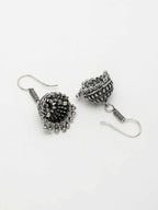 NVR Women's Silver-Toned German Silver Oxidised Necklace with Jhumka Earrings