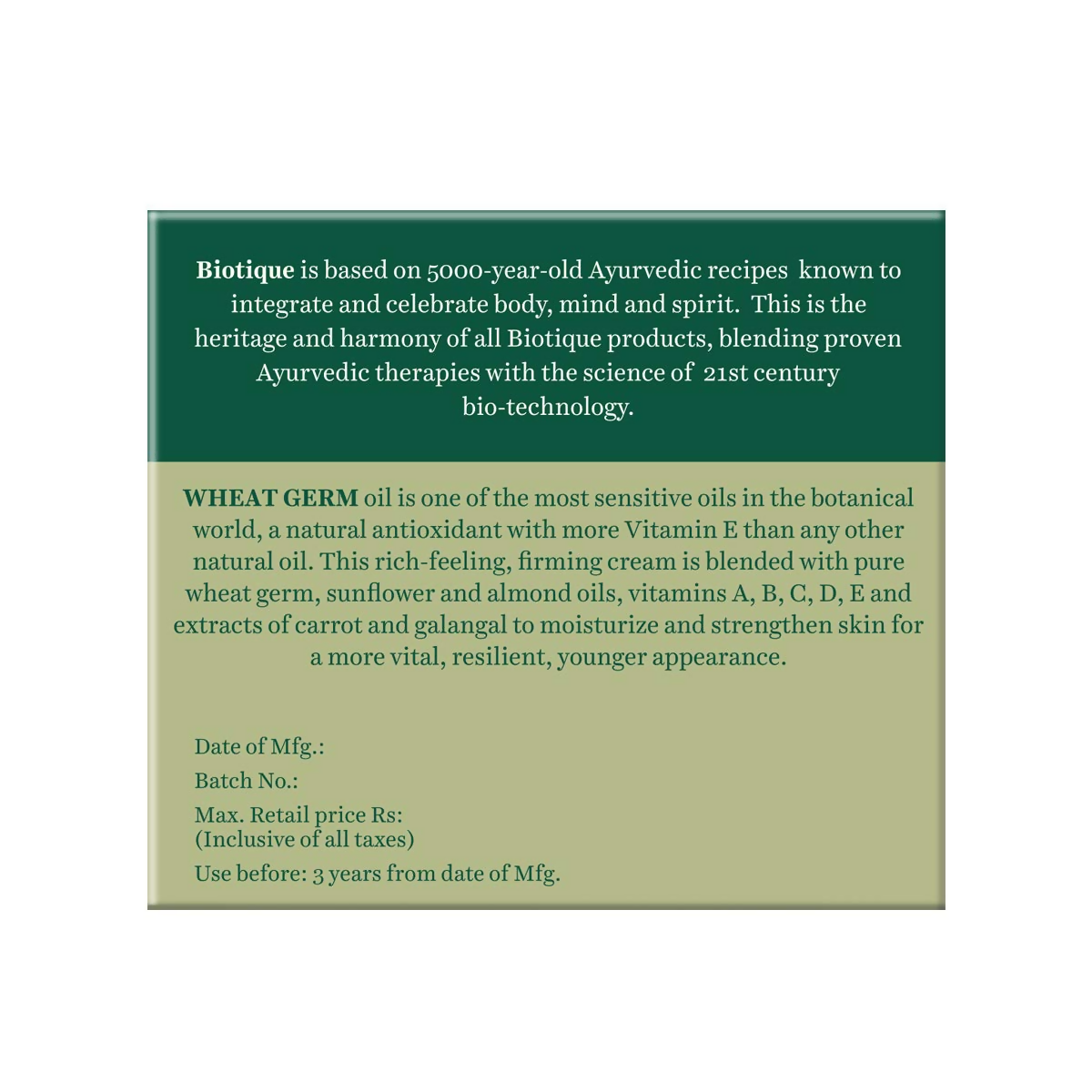 Biotique Firming Face & Body Cream - Bio Wheat Germ - Distacart