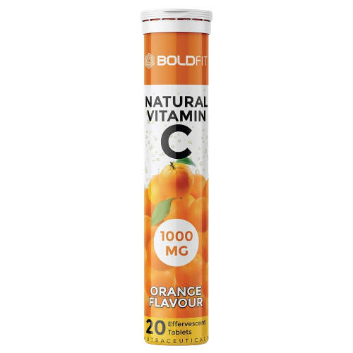 Boldfit Natural Vitamin C 1000mg Effervescent Tablets (Orange Flavor)
