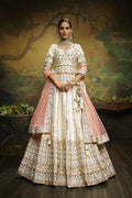 House of Panchhi Off White Pure Silk Moti & Zarkan heavy embroidery Lehenga choli & Dupatta