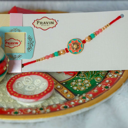 Indianvibez Meenakari Work With Stone Fancy Desginer Rakhi