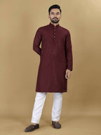 Anaita Maroon Embroidered Rayon Straight Kurta