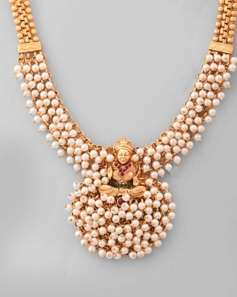 VOJ South Indian Traditional Copper Necklace With Earrings Set