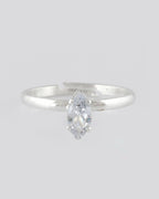 VOJ white CZ-detail Stainless Steel Cubic Zirconia Silver Plated adjustable finger Ring