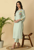 Joban Fashion L.Green Cotton Rayon Kurta Set