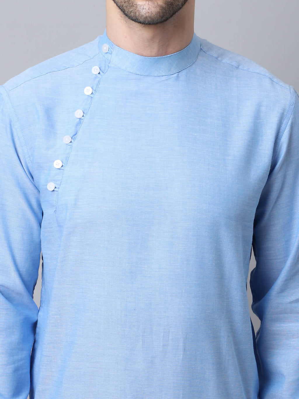 Even Apparels Blue Pure Cotton Men's Kurta With Side Placket - Distacart