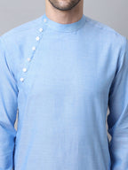 Even Apparels Blue Pure Cotton Men's Kurta With Side Placket - Distacart
