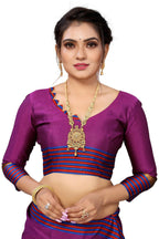 Vamika Ethnic Fire Purple Cotton Silk Saree - Distacart