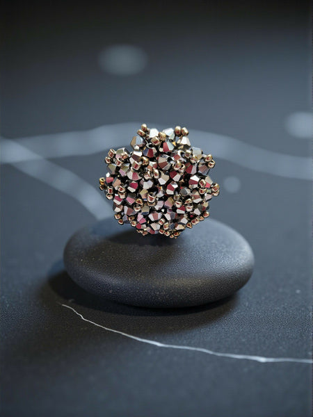 Inhanns Rang-E-Roshan Adjustable Ring – Handmade Crystal Statement Ring - Silver