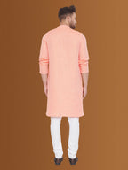 Even Apparels Men's Pure Cotton Orange Kurta