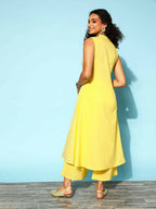 Ahalyaa Women Yellow Colour Cotton Printed Kurta Palazzo Set - Distacart
