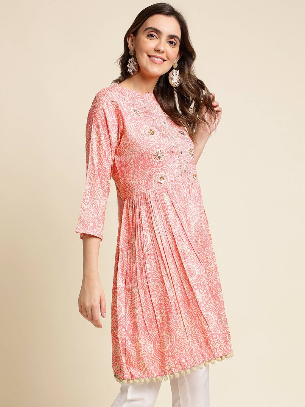 Peach Chiffon Paisley Printed Top - Himanshi