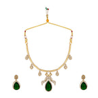 Nuyug 18K Gold Plated Pear Drop Emerald Edge Necklace Set