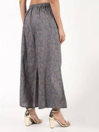 Aniyah Rayon Gold Print Flared Grey Palazzo (AN-155K)