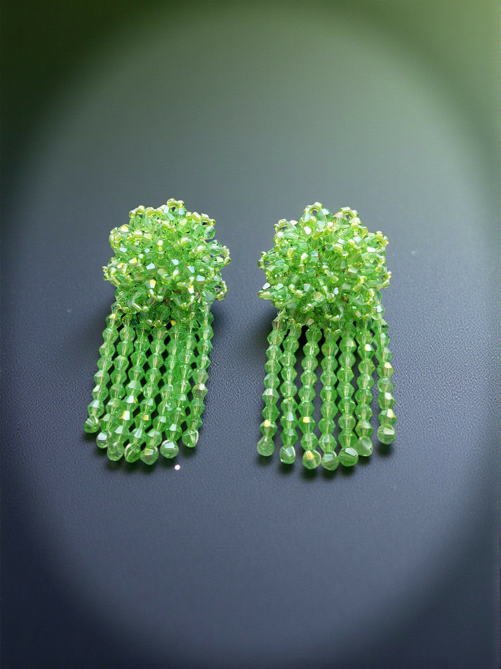 Inhanns Handmade Crystal Water Fall Earrings - Short - Pista Green Small - Distacart