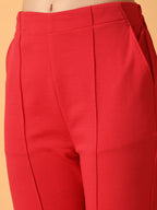 Myshka Women's Pink Flared Party Trouser