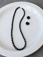 Inhanns Crystal Bloom – Single Line Necklace + Studs - Light Black