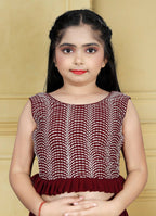 Wedding Designer Maroon Georgette Kidswear Lehenga - Aaradhna