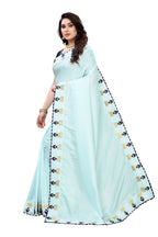 Vamika Sky Blue Dola Silk Embroidery Saree (GITIKA SKY BLUE) - Distacart