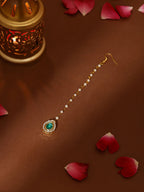 Ruby Raang Green Tear Drop Green Kundan Maang Tikka - Distacart
