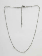 NVR Women's Silver-Toned Artificial Beads German Silver Oxidised Chain