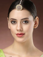 NVR Women's Gold-Polished CZ Stone-Studded Borla Maang Tikka - Distacart