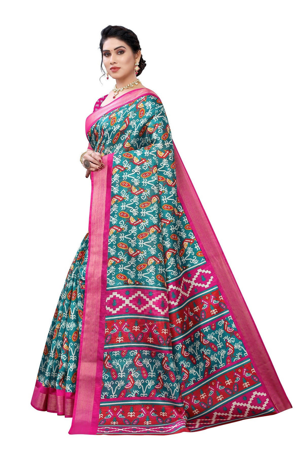 Vamika Rama Green Linen Jari Border Saree (JANKI RAMA) - Distacart