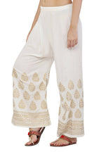 PAVONINE White Color Golden Printed Rayon Fabric Sharara For Women - Distacart