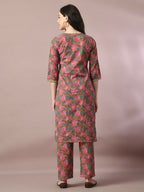 Myshka Women's Multi Printed Cotton Straight Party Kurta Set
