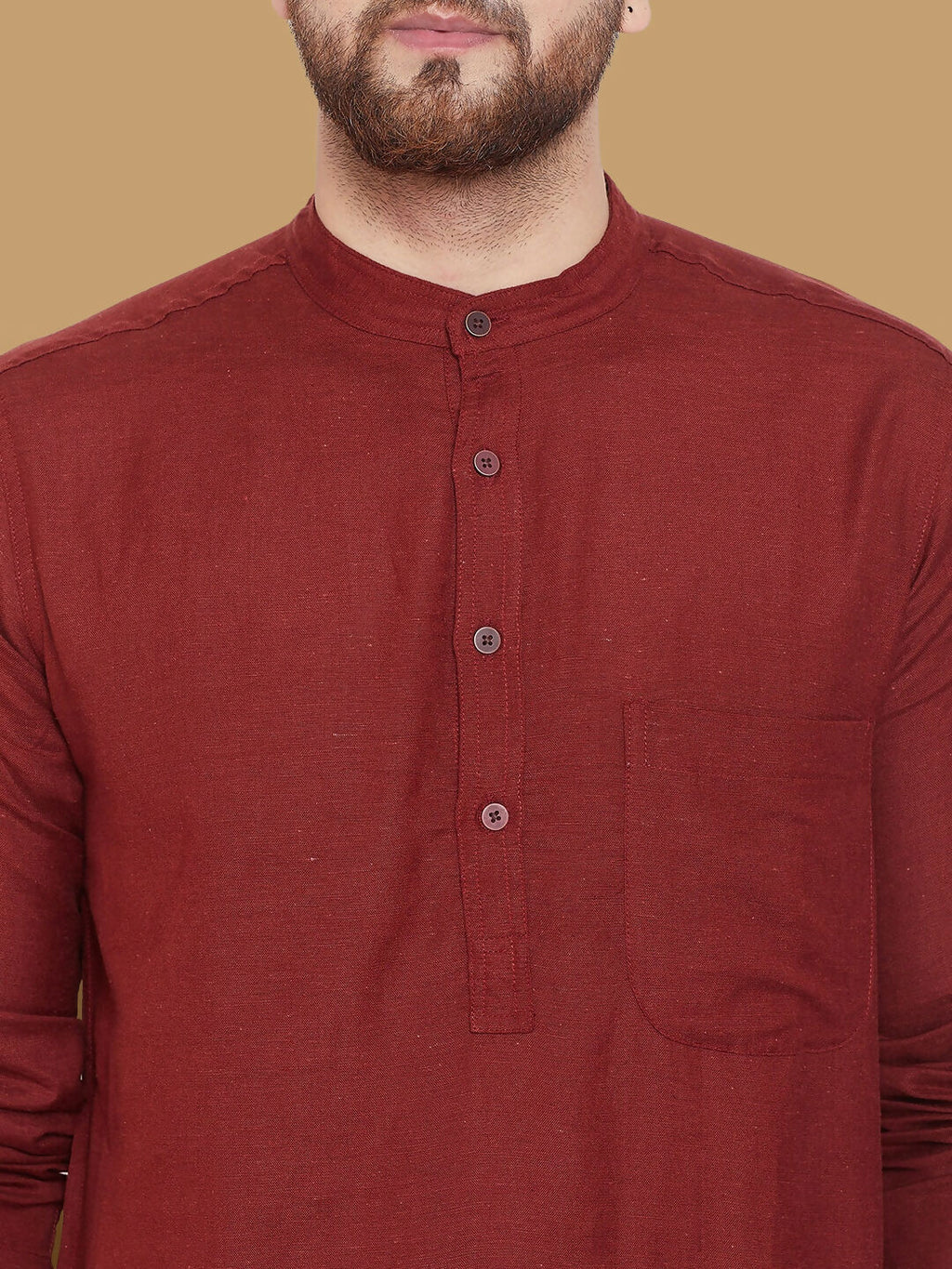 Even Apparels Men's Pure Cotton Maroon Kurta