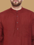 Even Apparels Men's Pure Cotton Maroon Kurta