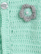 ChutPut Hand knitted Crochet Maharani Wool Dress For Baby Girls - Green