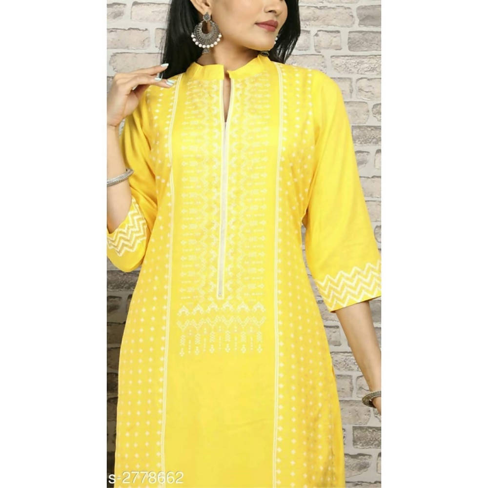 Vamika Yellow Embroidery Rayon Party Wear Kurta Set