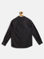 Manet Ethnic Full Sleeves Multi Clour Shirt - Black
