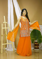Teeya Creation Yellow Color Faux Georgette Wedding Wear Trending Palazzo Set - Distacart