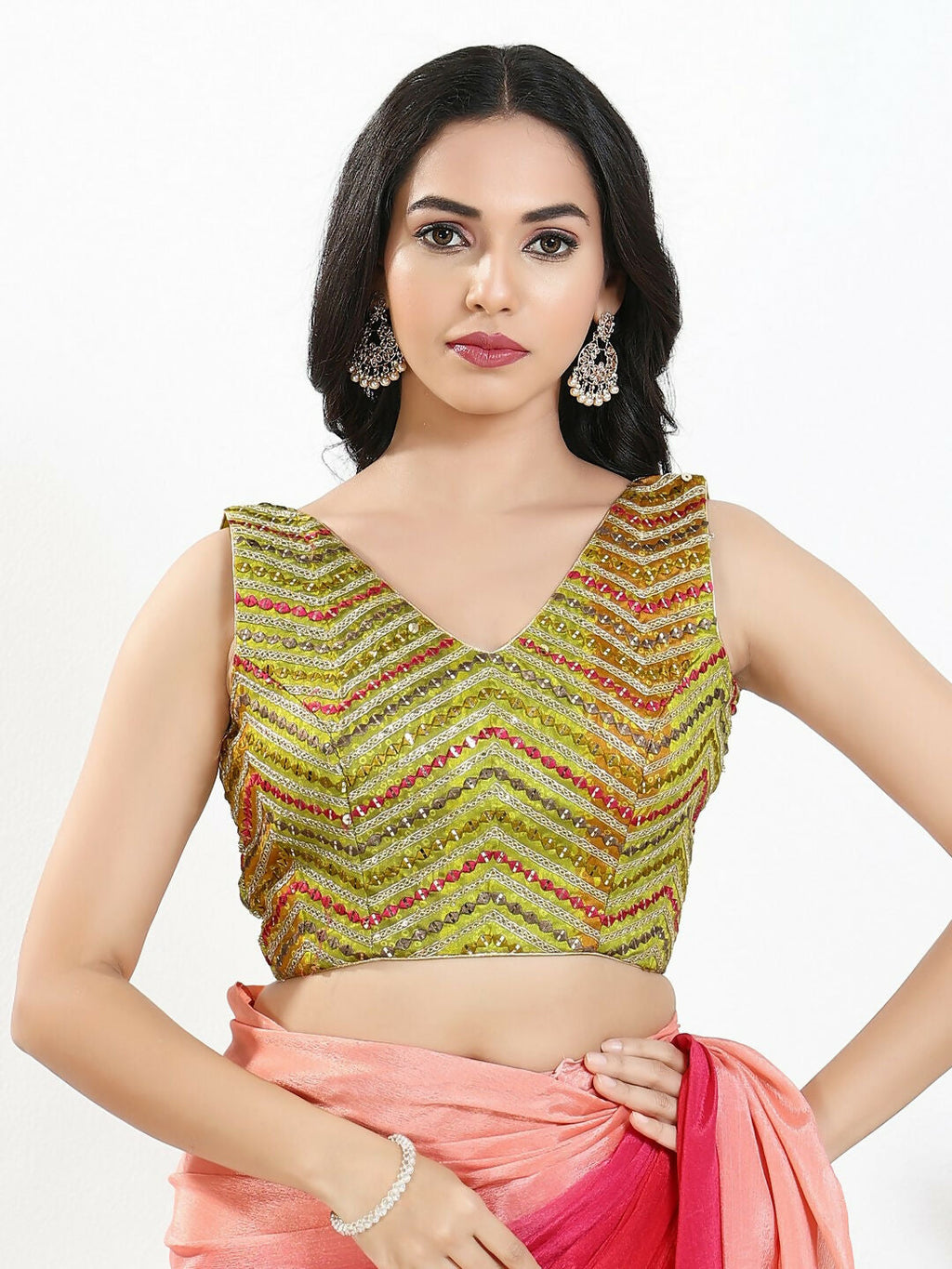 Joban Fashion Liril Silk Padded Blouse With V Neck Sleeveless - Distacart